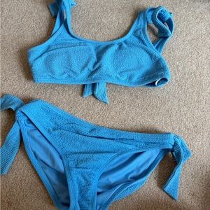 Blue Textured Bikini Set